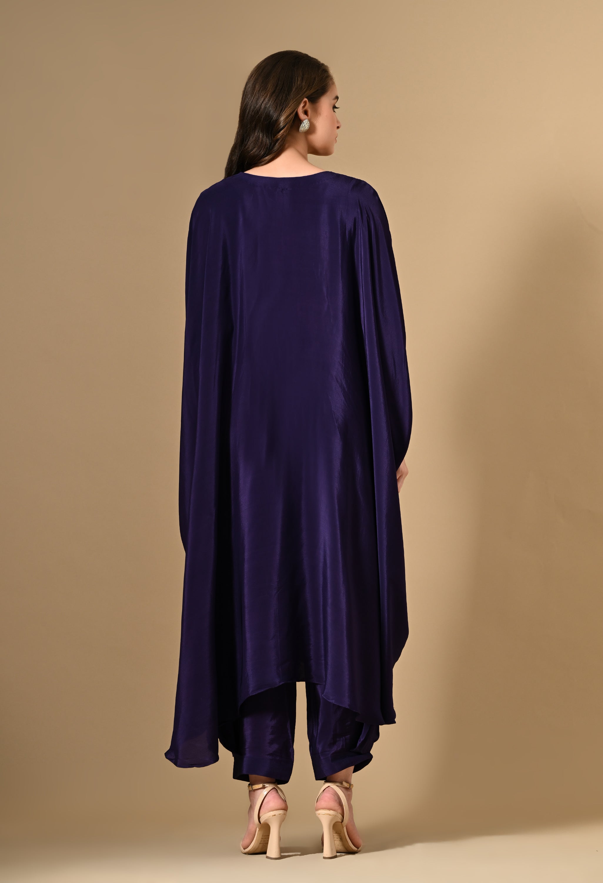 Purple Kaftan Kurta With Pants