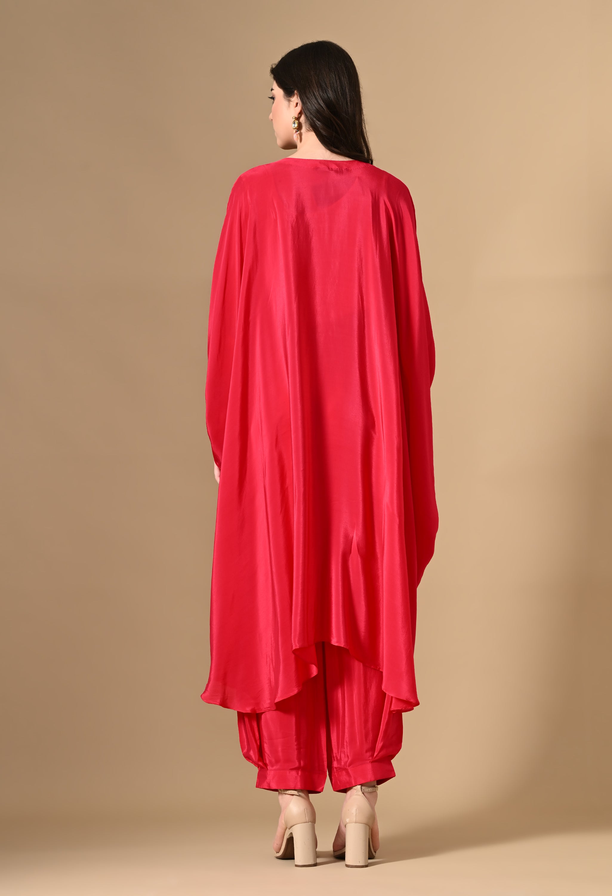 Red Kaftan Kurta With Pants