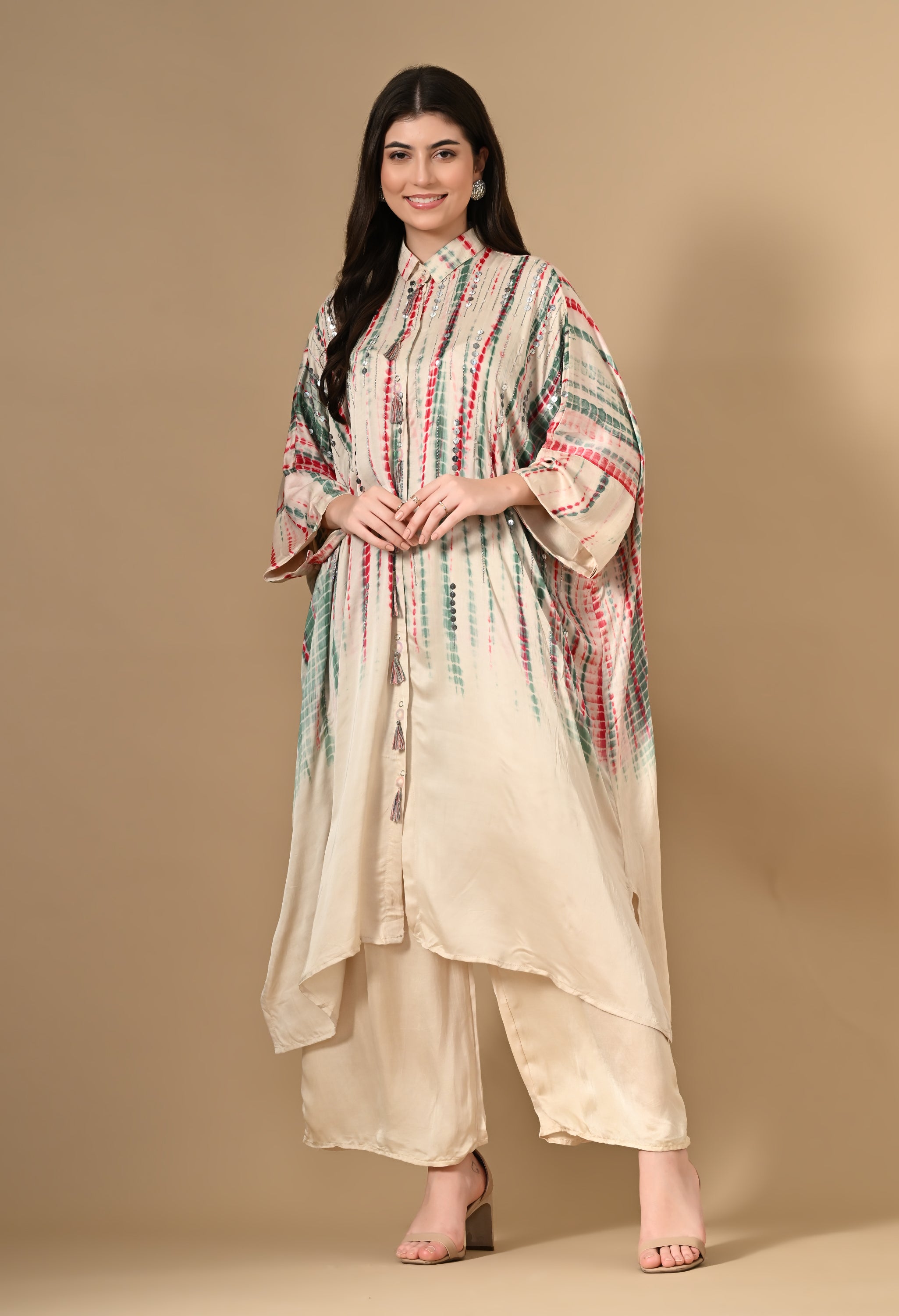 Ivory Long Kurta with Pants Co-ord Set