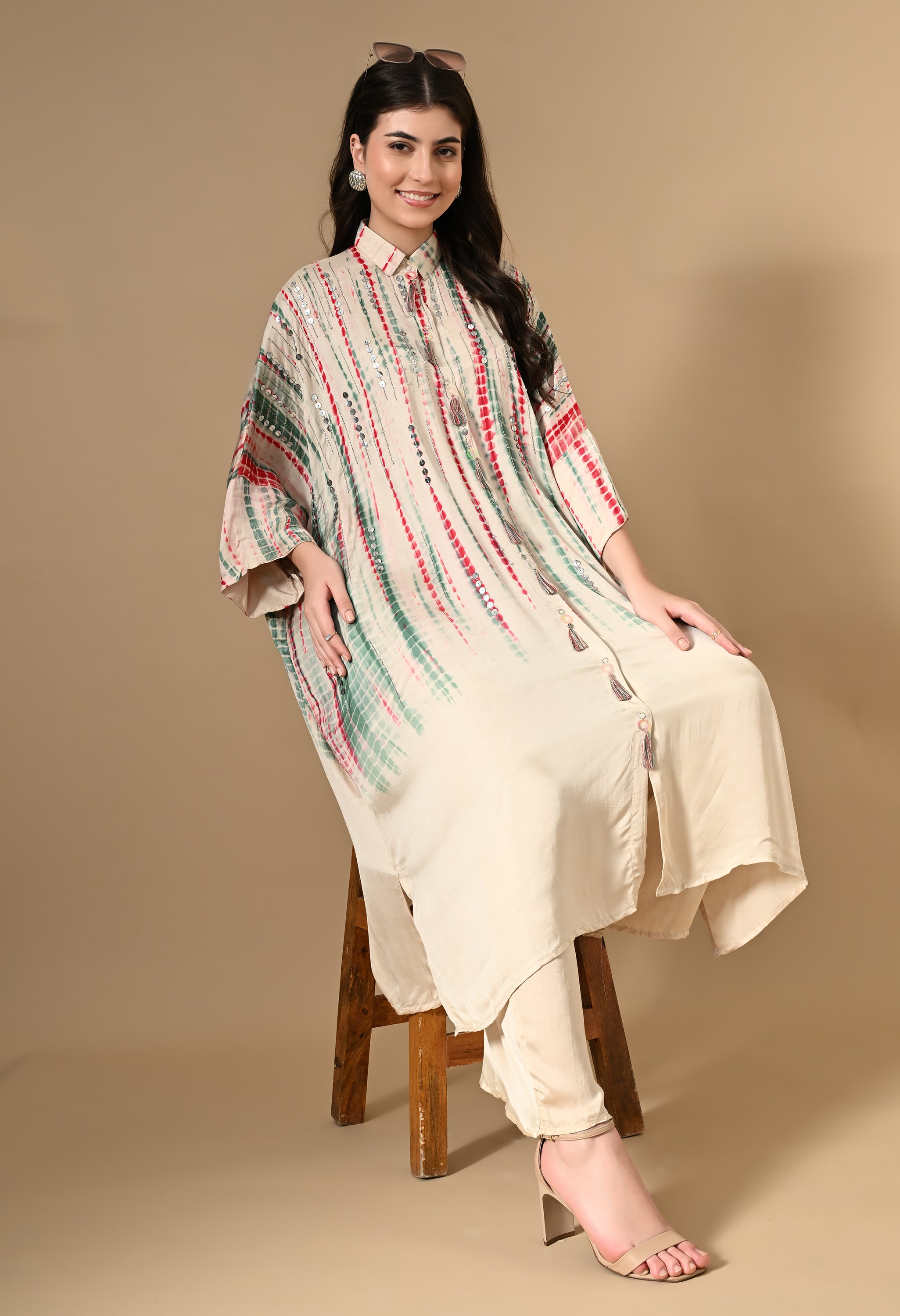 Ivory Long Kurta with Pants Co-ord Set