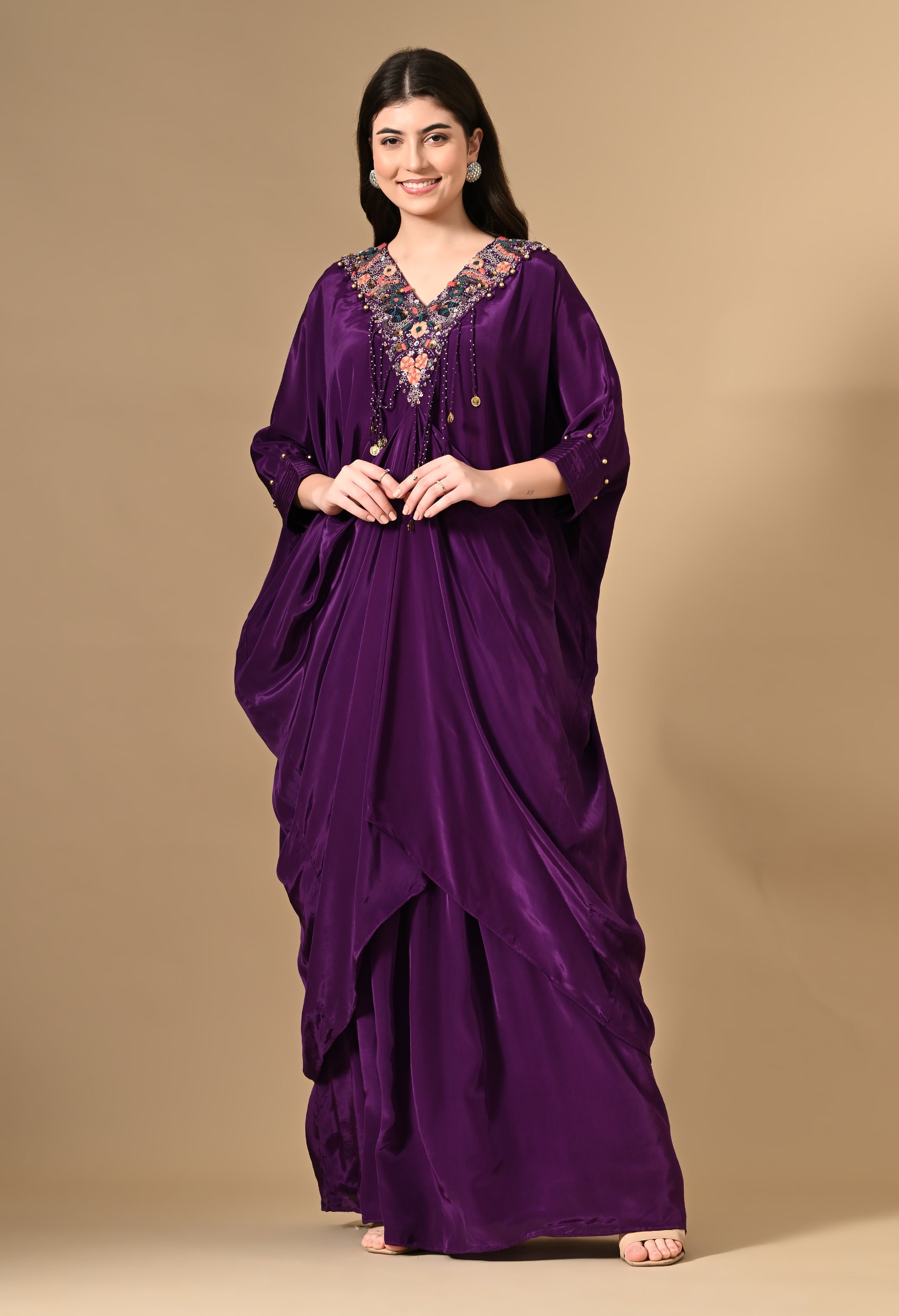 Purple Kurta Set  With Long Skirt