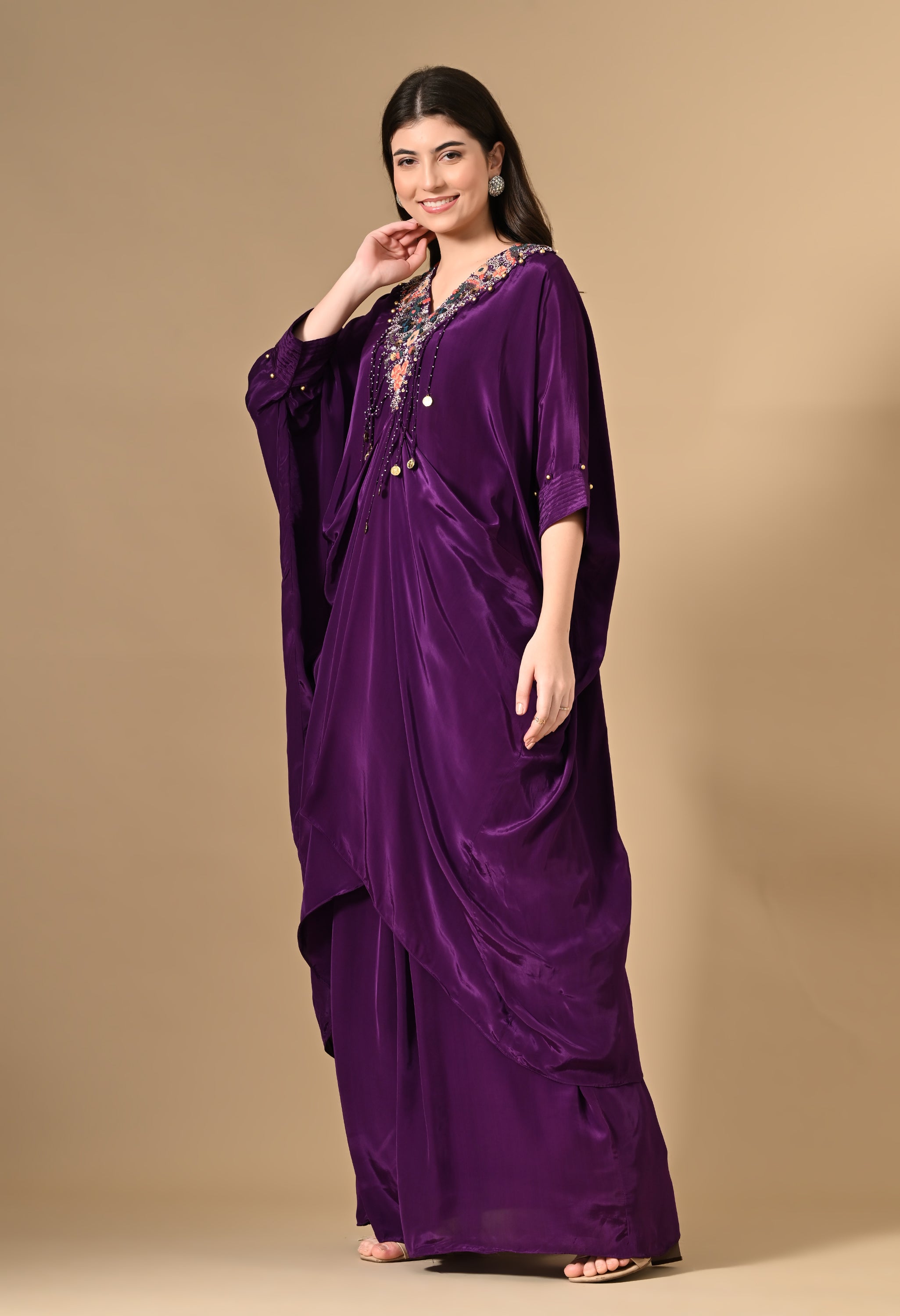 Purple Kurta Set  With Long Skirt