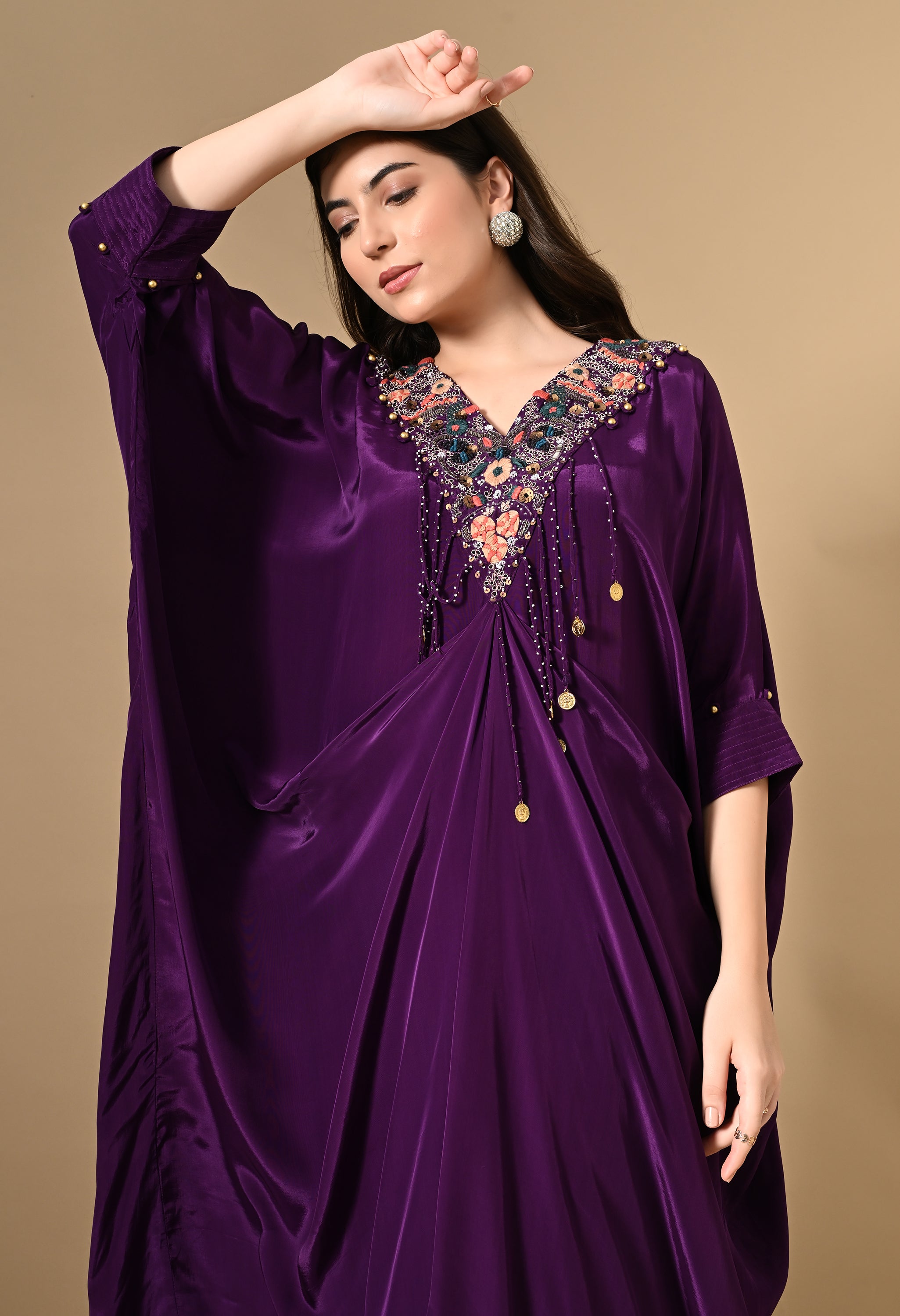 Purple Kurta Set  With Long Skirt