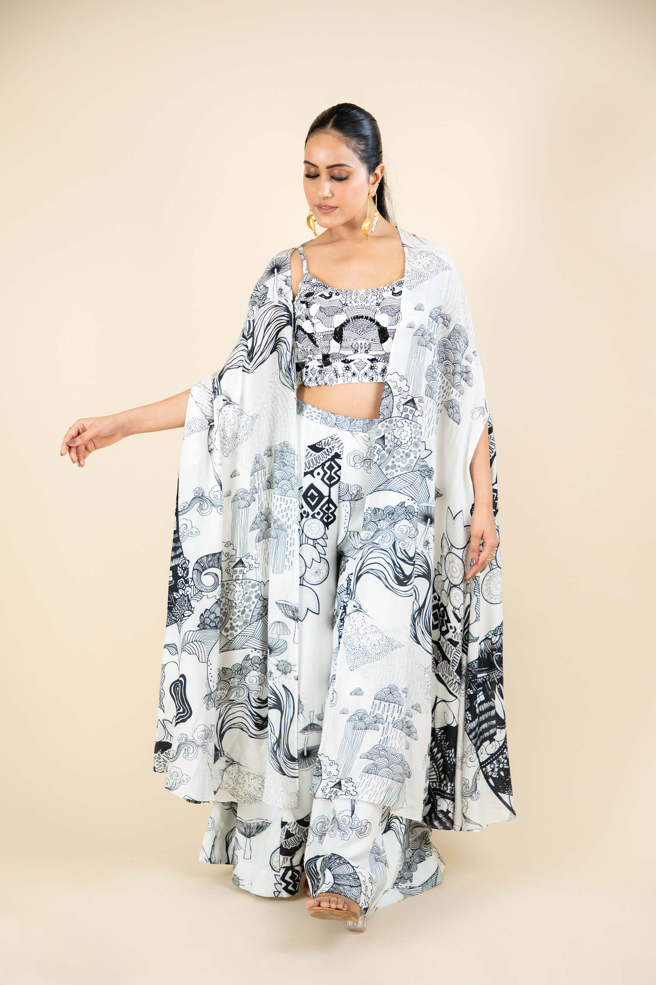 Printed Cape Co-ord Set