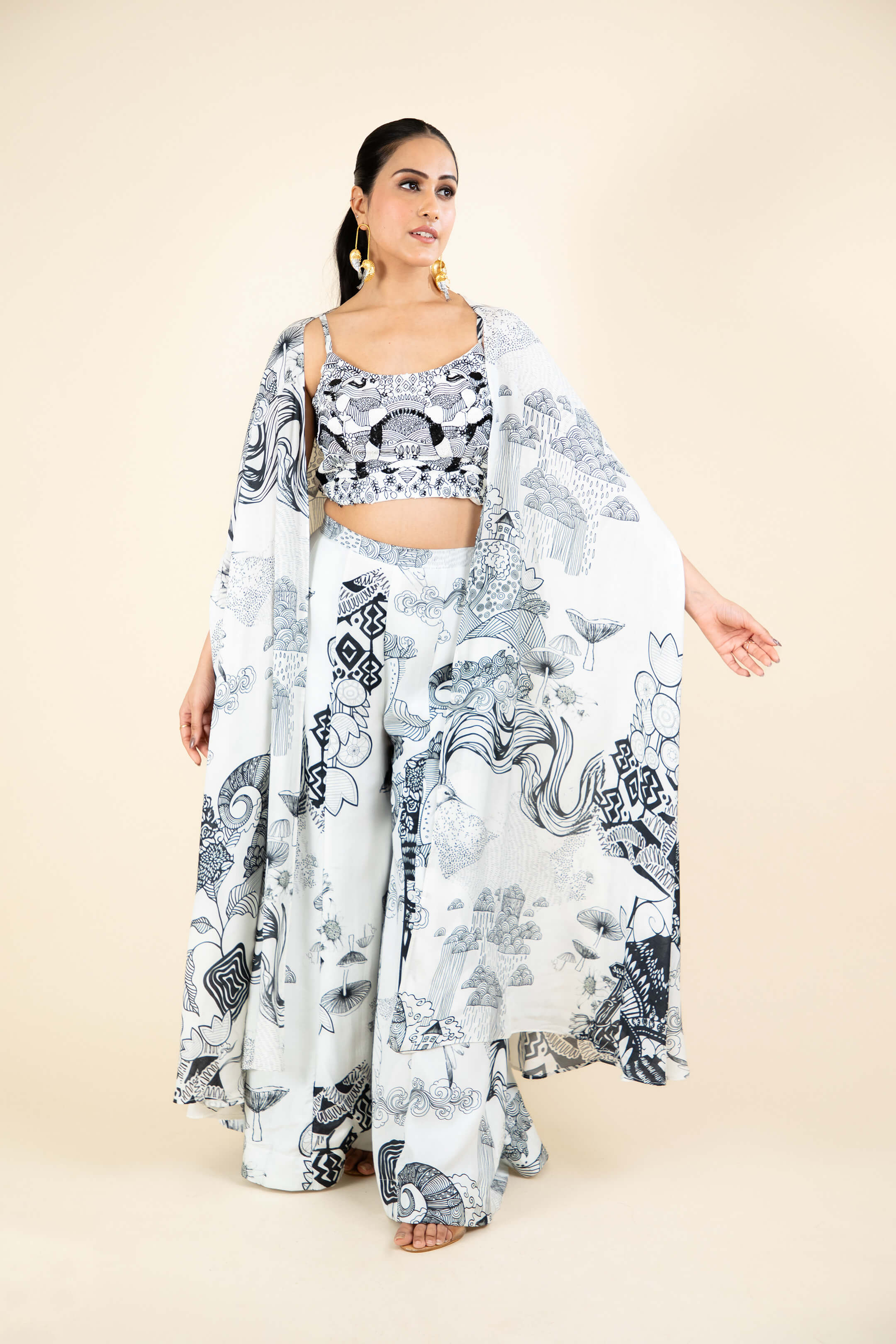 Printed Cape Co-ord Set