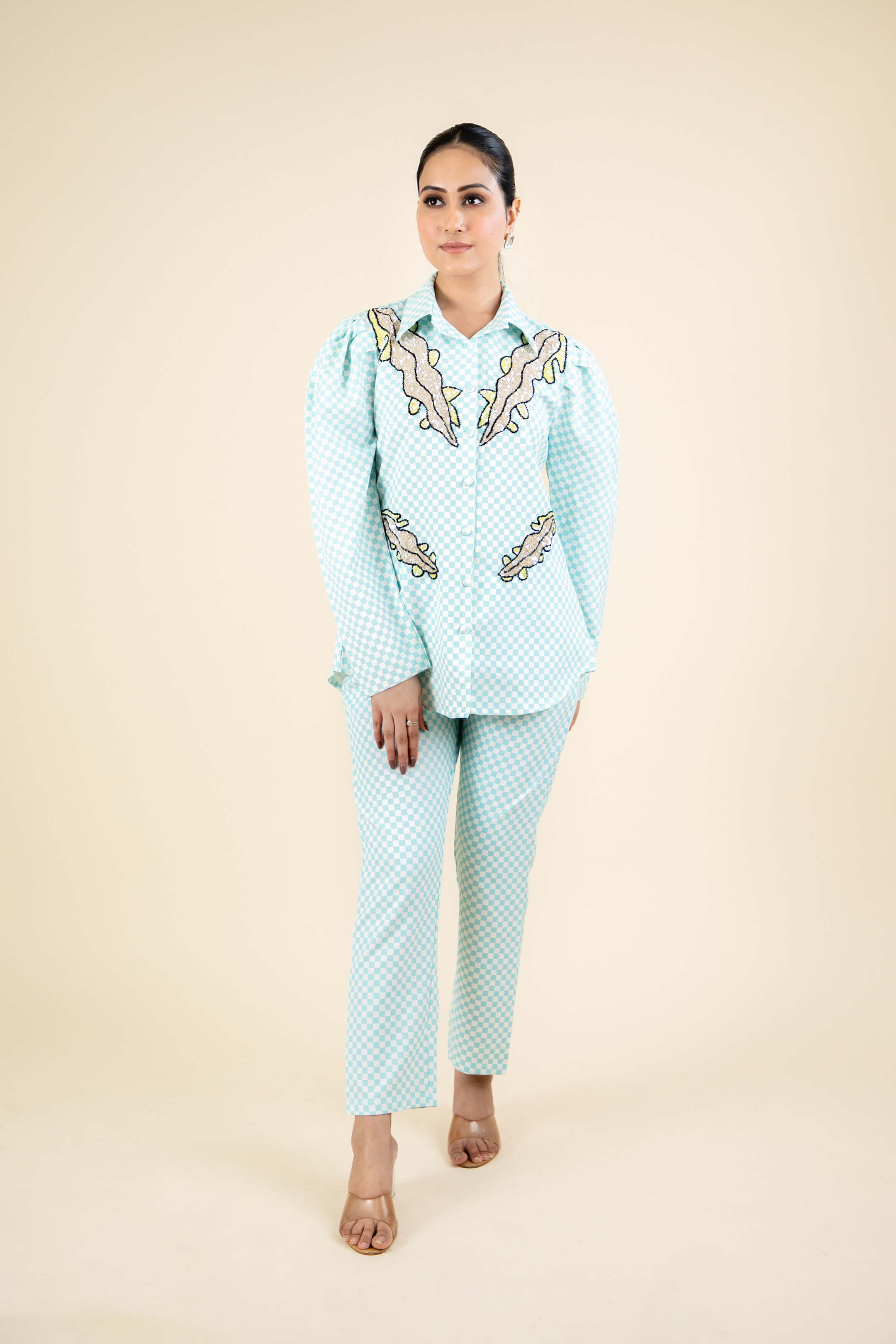 Sky Blue Embroidered Co-ord Set