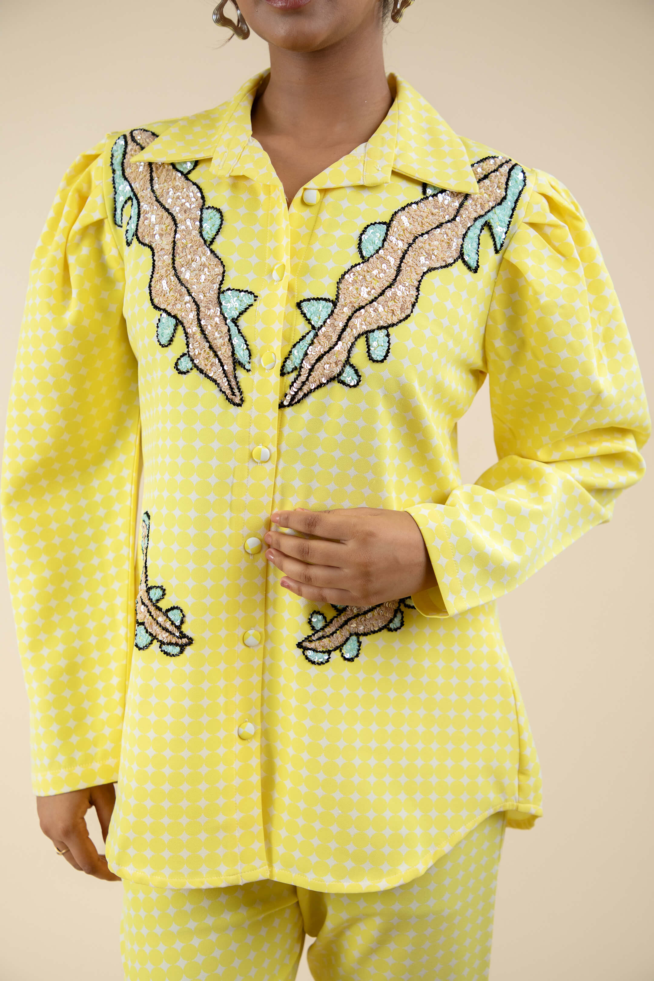 Yellow Embroidered co-ord set