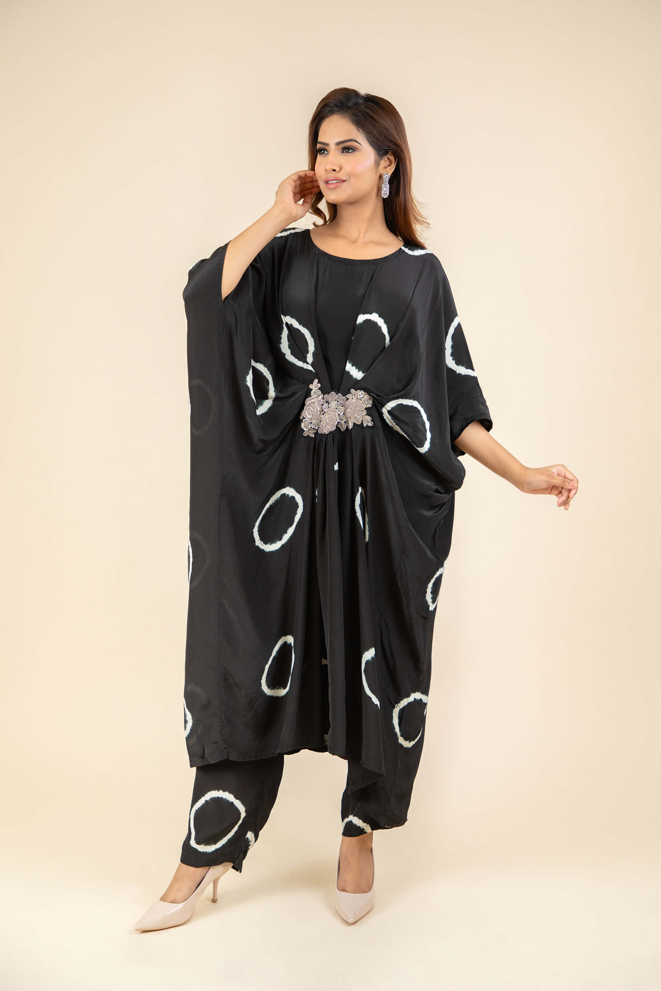 Tie Die Black Kaftan co-ord set