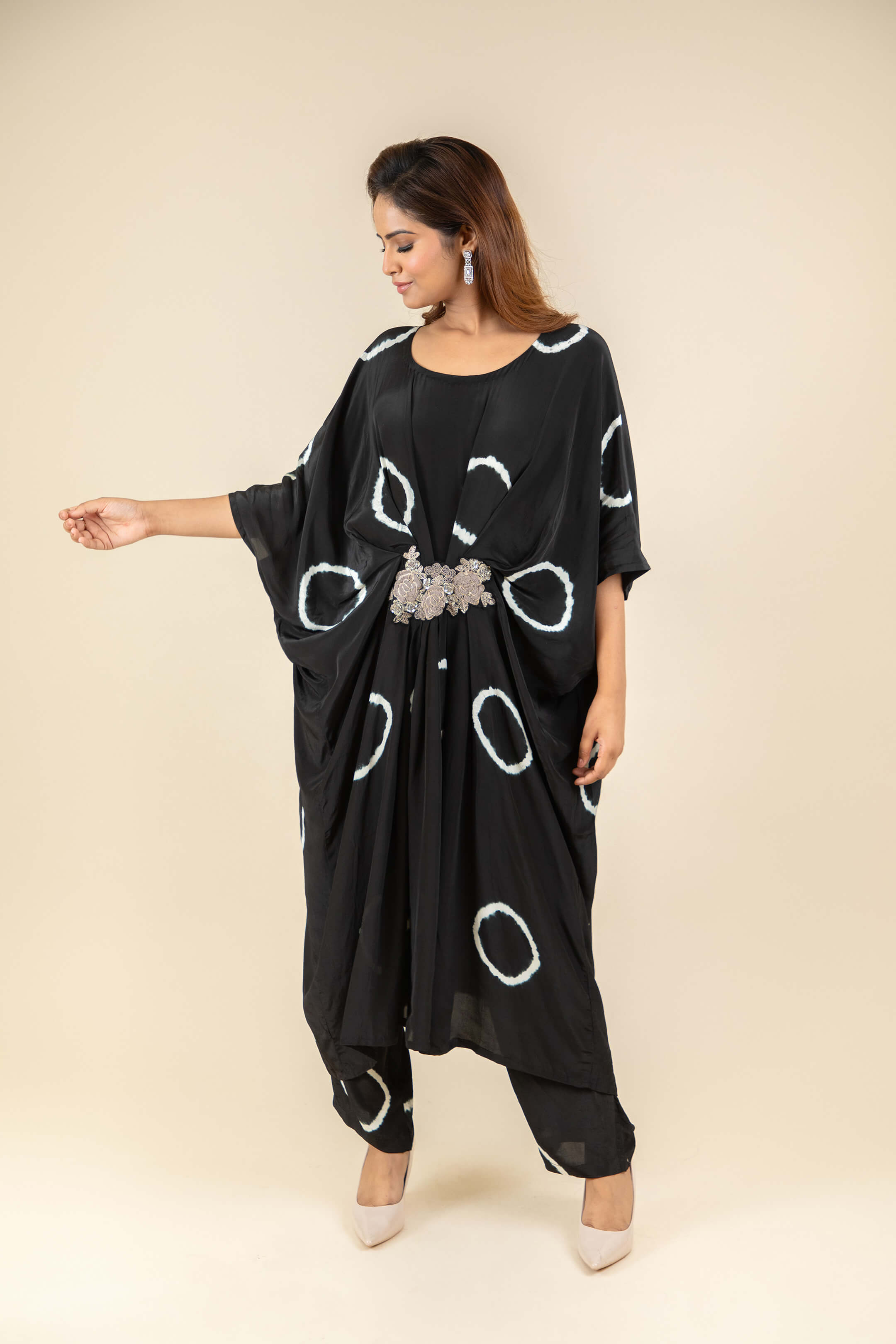 Tie Die Black Kaftan co-ord set